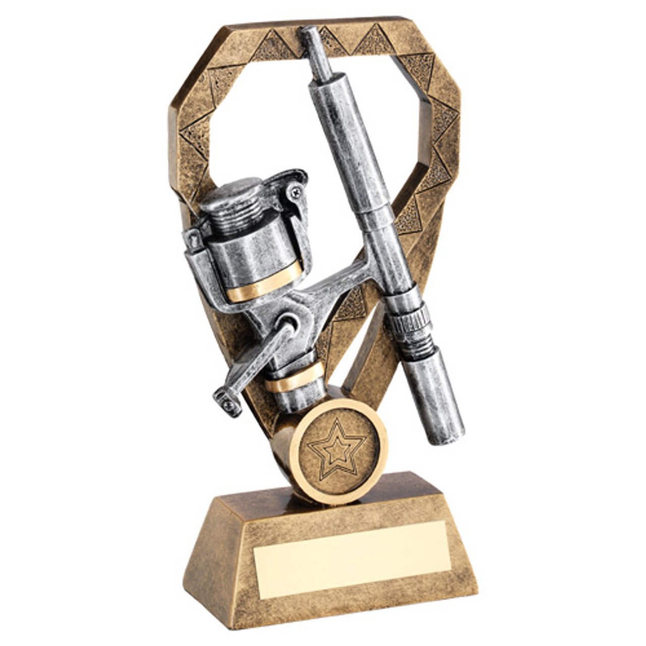 Angling Silver & Gold Custom Diamond Award Fishing Rod Trophy