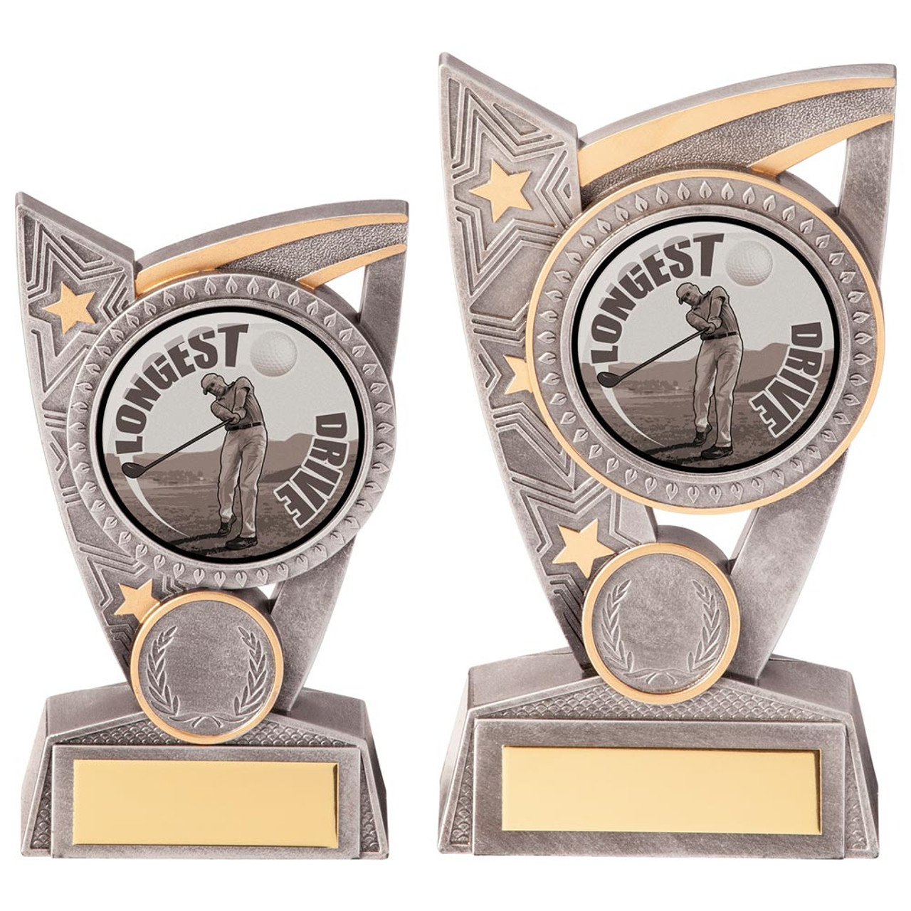 Longest Drive Golf Silver & Gold Triumph Award in 2 Sizes