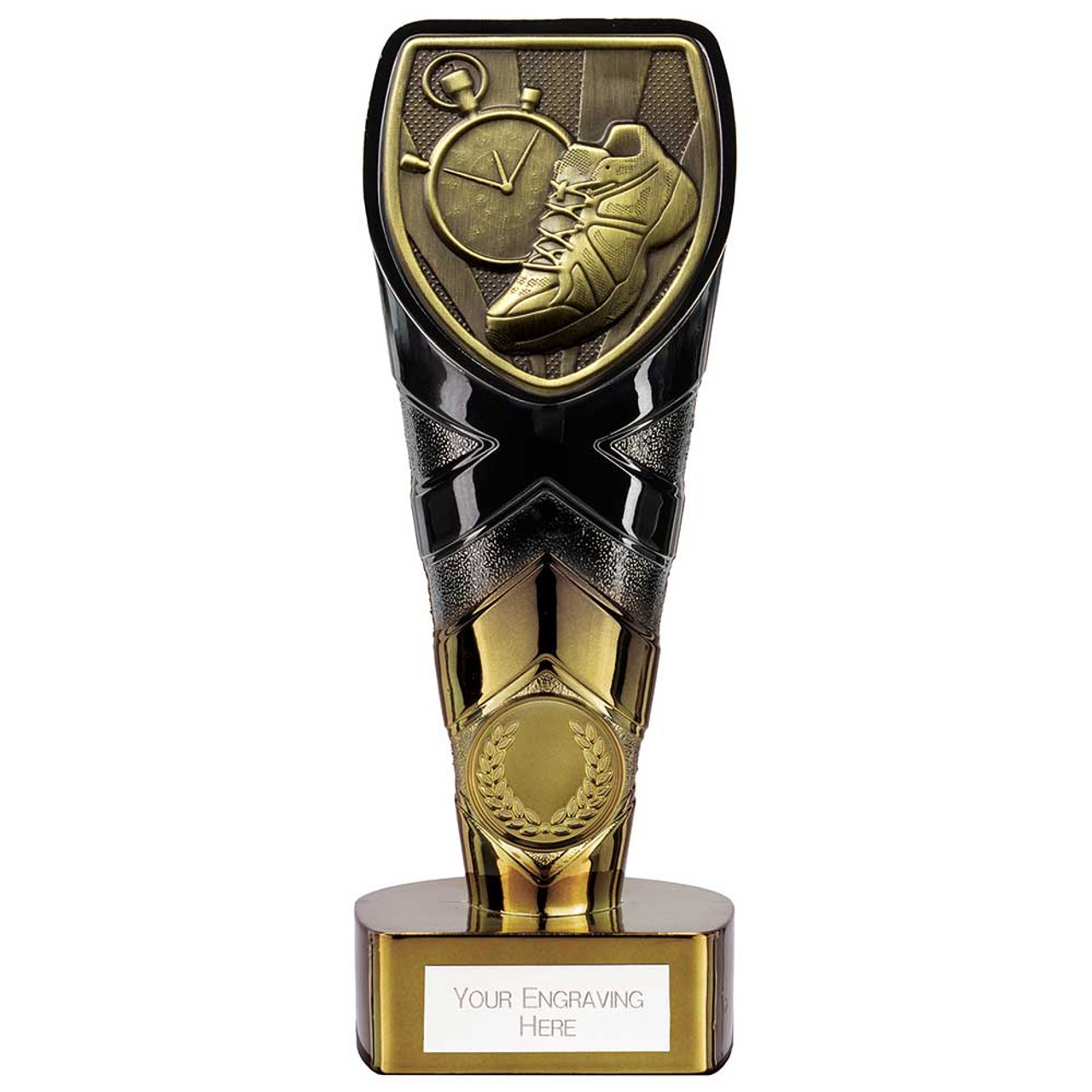 Running Award Black & Gold Fusion Cobra Trophy 5K 10K 25K Marathon Fun Run 100m 200m 400m Sprint 