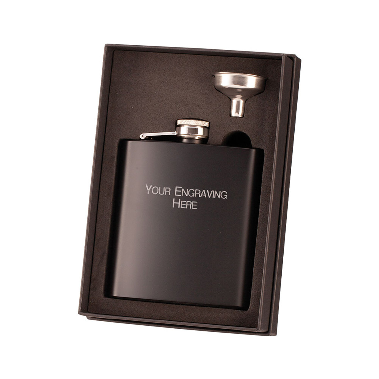 Personalised Black Hip Flask 6oz With Funnel Gift Father's Day Dad's Birthday Brother Uncle Grandad Grandpa Godfather Groom Best Man Present For Men 