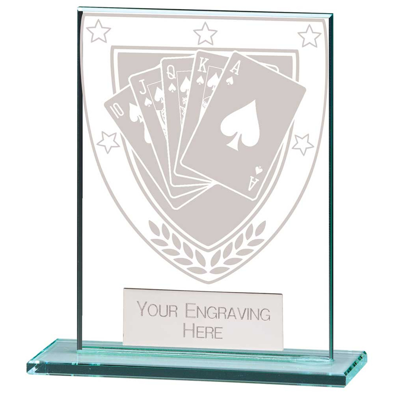 Glass Poker Award Cards Trophy Card Games Award With Plate Engraving
