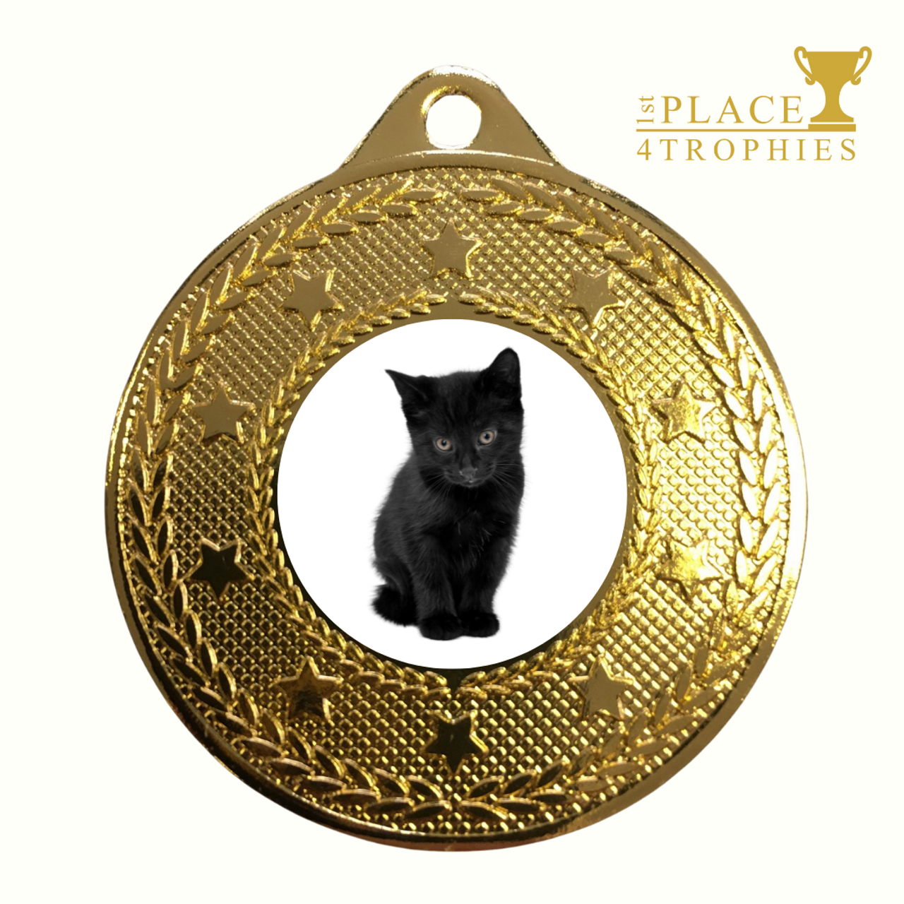Black Cat Medal Award 50mm Pet Show Halloween Party Trick or Treat Spooky Prize Free Engraving