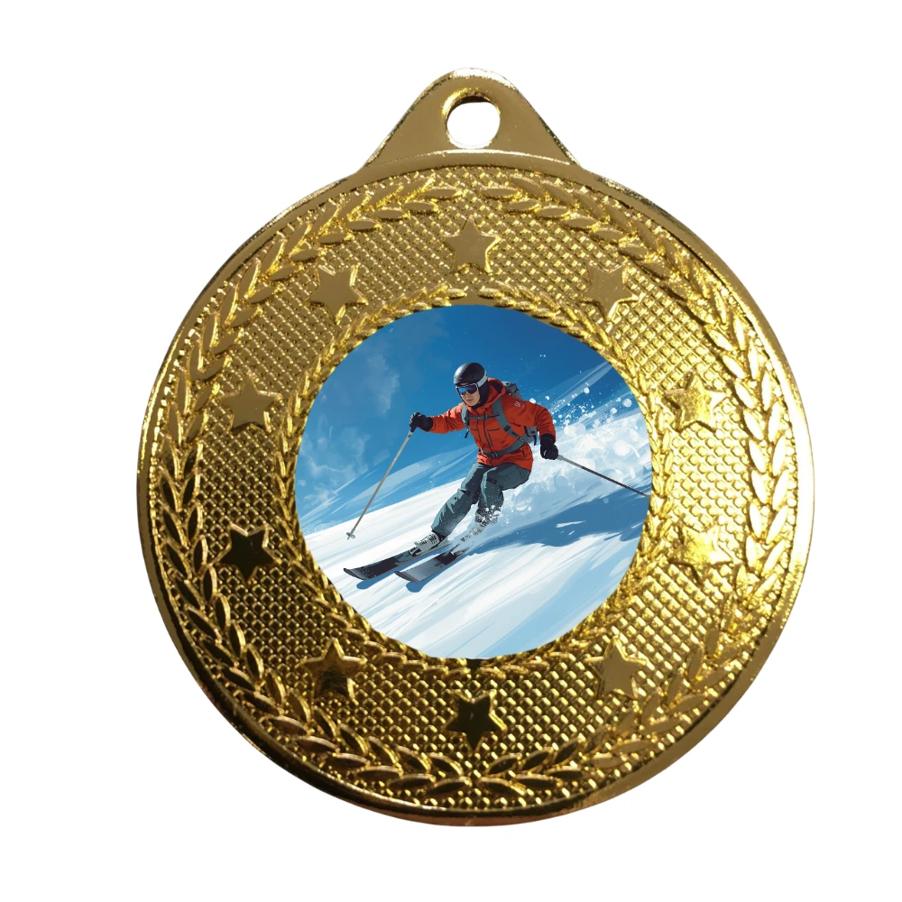 Ski Race Medal Award 50mm Personalised Engraving Winter Sports