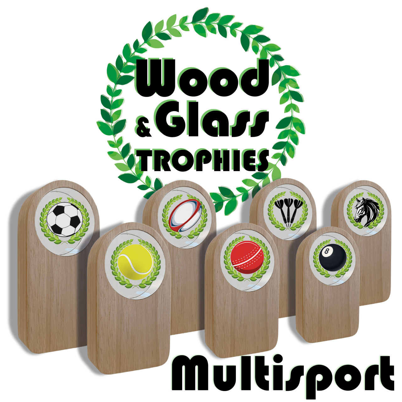 Wood & Glass 13cm Free personalised engraving at 1st Place 4 Trophies