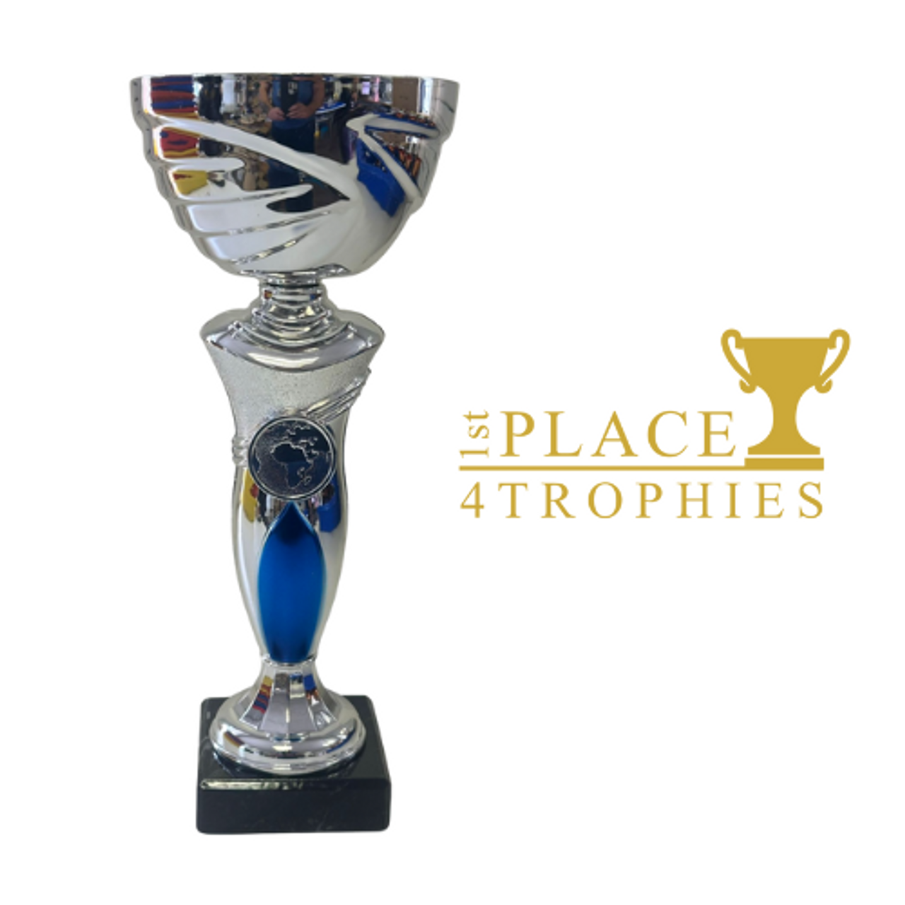 Silver & Blue Cup 9.5" Award Cheapest Trophies Sports Budget Prizes