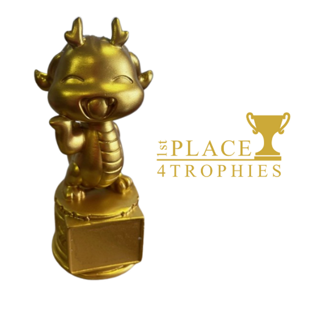 Golden Dragon Award 6.25" Cute Chinese Dragon Trophy Personalised Engraving