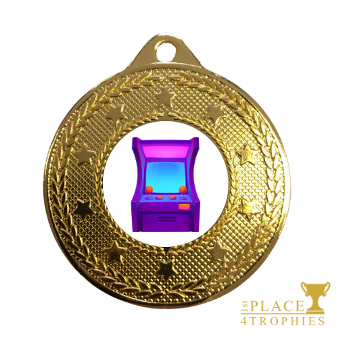 Retro Arcade Game Medal Award 50mm Gold Competition Prize