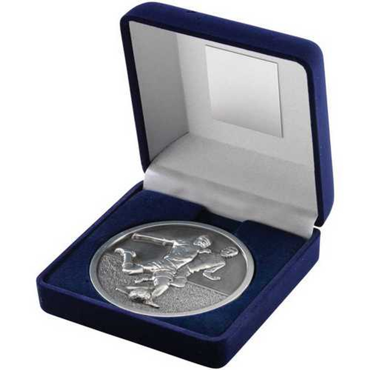 Boxed Football Medallion Silver 70mm