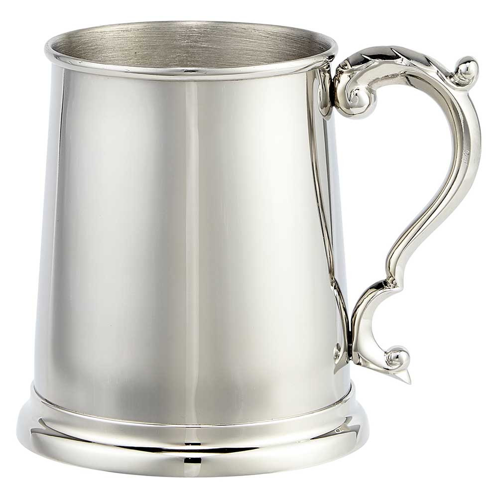 Glass Bottom Steel Tankard Augustine 1 pint King's Shilling