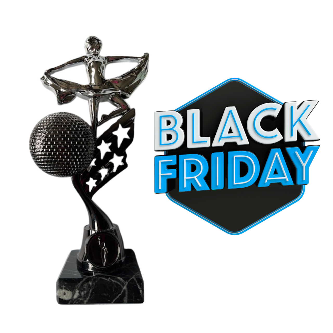 Two Tone Silver & Black Dance Award 8.75" 