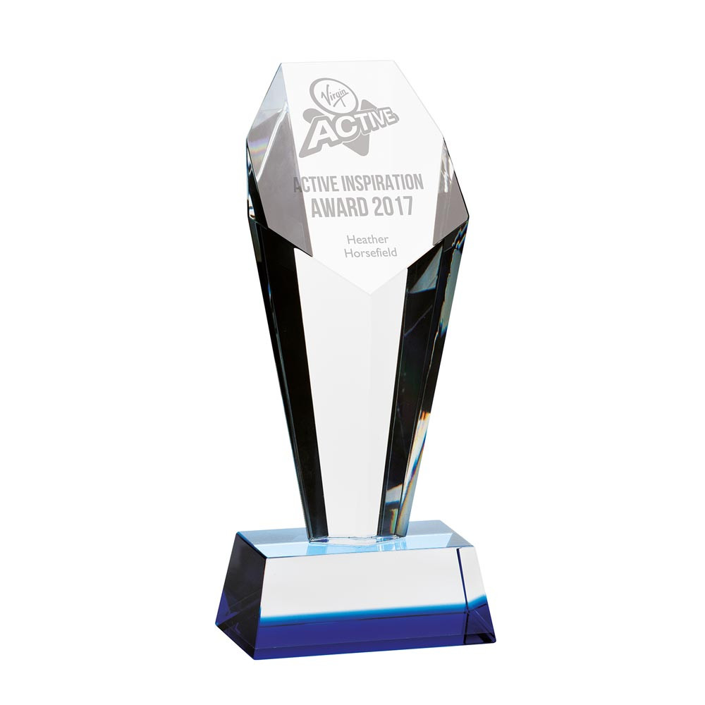 Prestige Optical Crystal Award Laser Engraving at 1st Place 4 Trophies