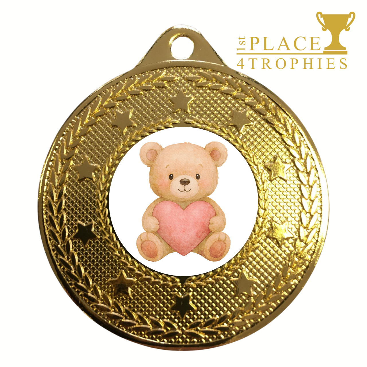 Teddy & Heart Medal Award Personalised Gift Valentine's Day Love Cute 