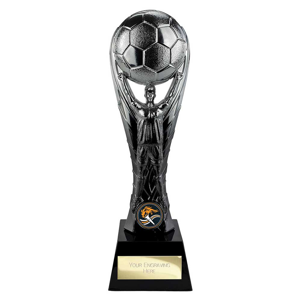 Winning Goal Figure Trophy Gunmetal & Black Free Personalised Engraving