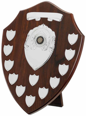 Cherry 12 Year Presentation Shield with 14 silver engraving plates