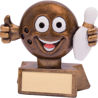 Smiler Ten Pin Bowling award gold finish novelty trophy