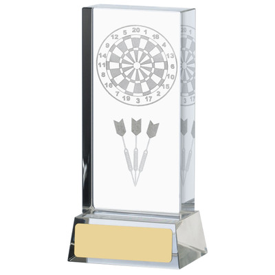 Stunning laser engraved 3D dartboard and darts glass trophy with FREE personalised engraving