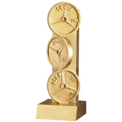 Powerlifting Award in Gold from 1stPlace4Trophies with FREE Engraving