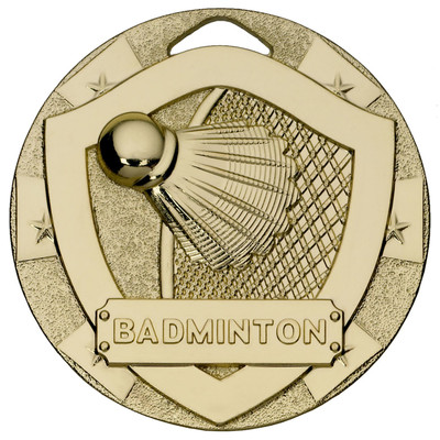 50mm embossed Gold Badminton Medal with FREE engraving