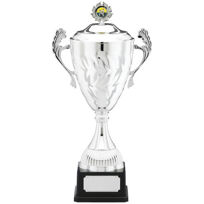 Silver Multisport Presentation Cup with silver laurel handles and a lid that sports the centre piece. Available with FREE engraving!