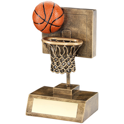 Fantastic Basketball and hoop trophy available in 2 sizes that include FREE personalised engraving too!