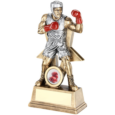 Fabulous Boxing trophy of a male boxer with red gloves. available in 3 sizes and with FREE personalised engraving.