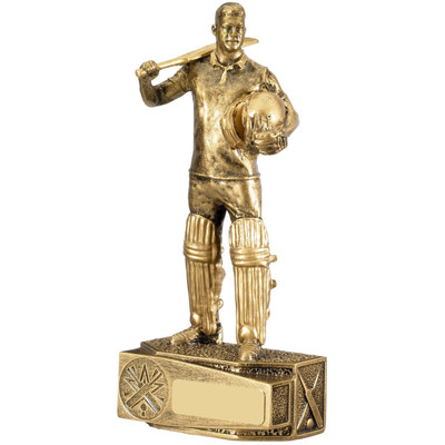 Cricket Batsman sportsman in a beautiful antique gold finish 1stPlace4Trophies