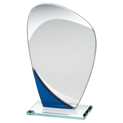 Jade Glass Curved Plaque Blue Trim Multisport Trophy 