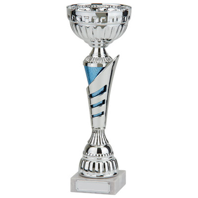 Vanquish Silver & Blue Trophy Cup with FREE engraving