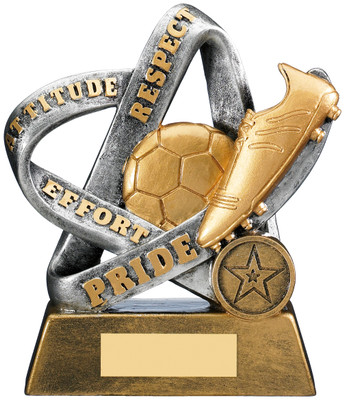Infinity gold & silver football boot & ball respect trophy with FREE engraving