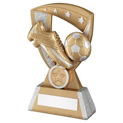 GOLD/SILVER FOOTBALL AND BOOT ON 4 STAR SHIELD 