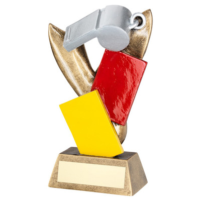 Football Referee Whistle & Cards Officials Resin Trophy 6.75"