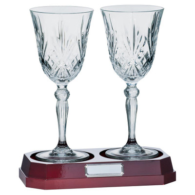 Personalised Wedding Gift Lindisfarne St Joseph Premium Crystal Wine Glasses Set of 2 With Base