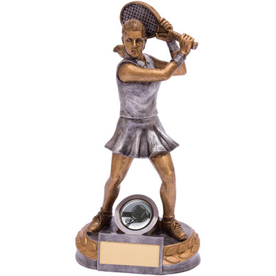 Super Ace! Tennis Award Female Figure Free Engraving & Custom Club Logo