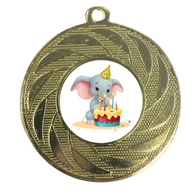 Birthday Elephant Medal 50mm Children's Gift Party Bag Filler Game Prize