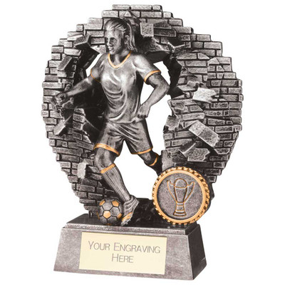 Blast Out Football Award Resin Female Trophy in 3 Sizes