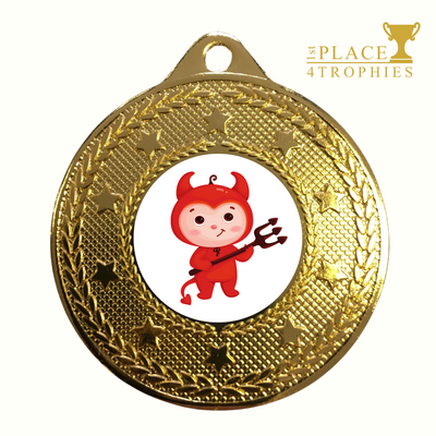 Devil Medal Award 50mm Fancy Dress Party Trick or Treat Spooky Prize Free Engraving