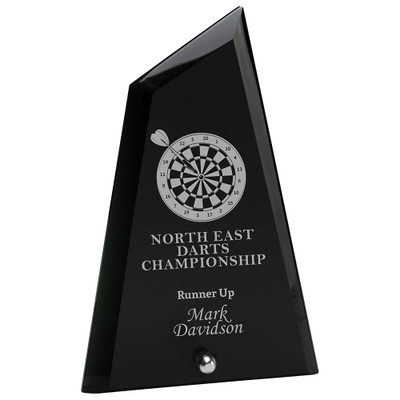 Altitude Glass Award Jet Black Personalised Laser Engraving at 1st Place 4 Trophies