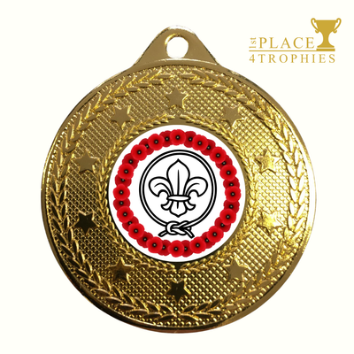 Poppy Medal Scout Award Remembrance Day Beavers Cubs Personalised Engraving