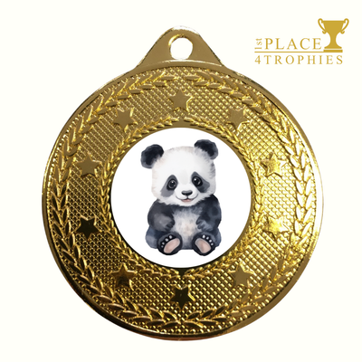 Baby Panda Medal Award Free Personalised Engraving Nursery School Nature