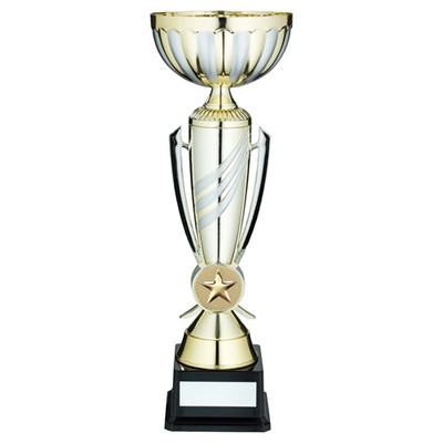 Gold & Silver 3 Stripe Trophy Cup With Personalised Engraving Competition Award