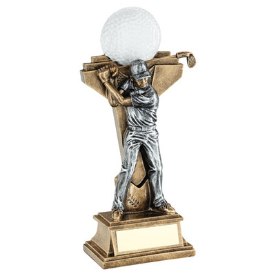 Male Golf Figure With Ball On Backdrop Personalised Engraving