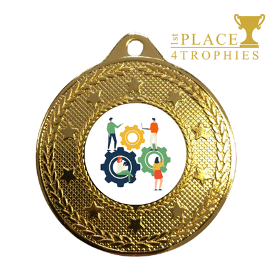 Business Cogs Employee Medal Award Personalised Prize