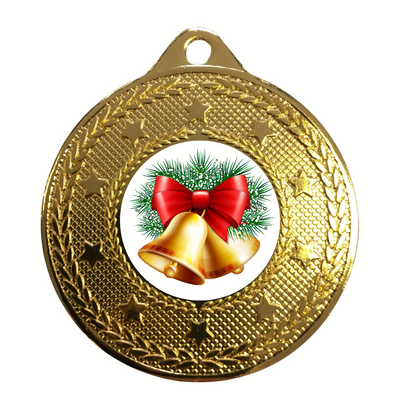 Christmas Bells Medal Award - personalised award from 1st Place 4 Trophies