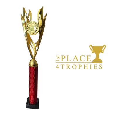 19" Gold Flame Column Award Custom Logo 