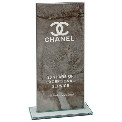 160mm Quarry Marble Jade Glass Rectangle Black Award