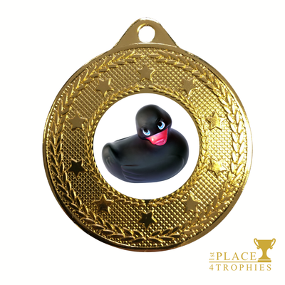 Black Rubber Duck Medal Award Duck Race Boxing Day Race Annual Event River Canal 