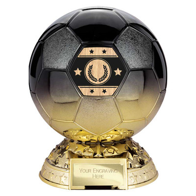 Football Trophy 5.5" Elite Heavyweight Carbon Black & Gold Half Ball