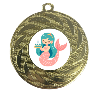 Personalised Mermaid Birthday Medal Award Swimming Party Prize Birthday Gift Free Engraving