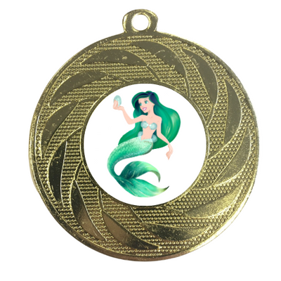Green Mermaid Medal Award Children's Party Prizes Swimming Achievement