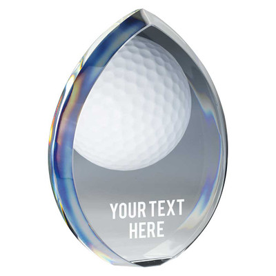 Supremacy Golf Ball Glass Award Clear Crystal Personalised Text